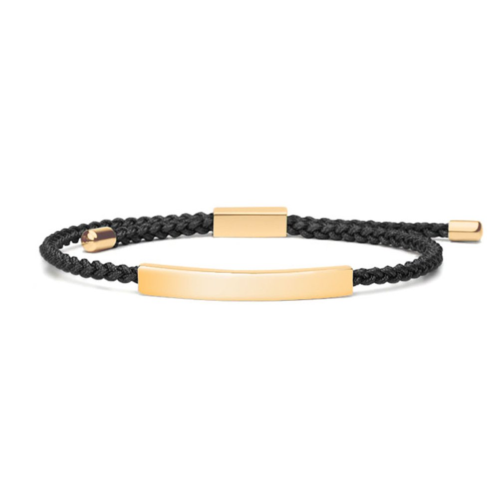 Fashion Jewelry Engrave Design Gold Plated Stainless Handmade Braided Rope Charms Hand Matching Bracelets For Couples
