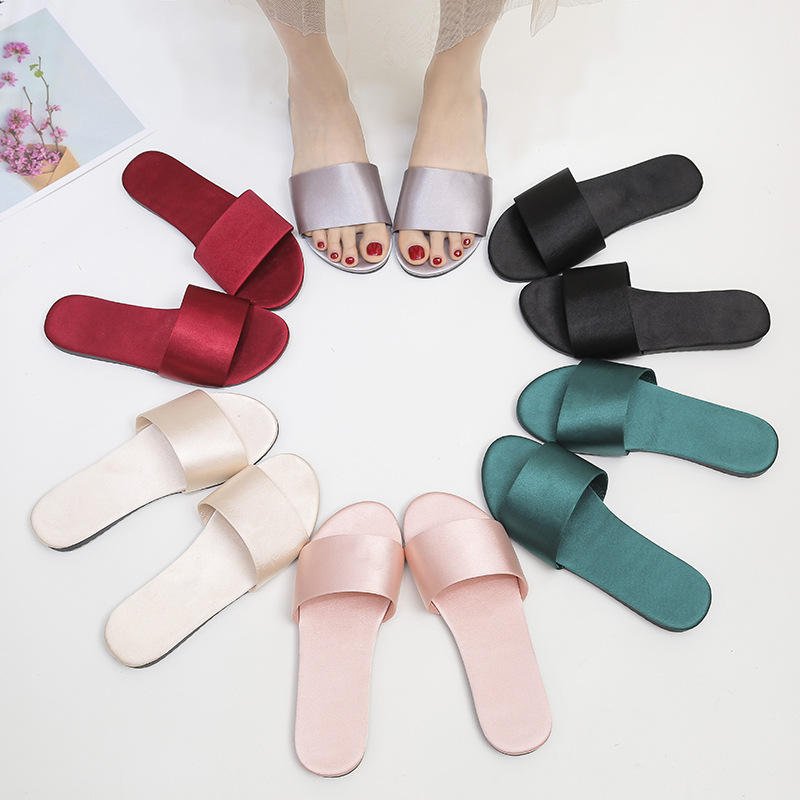 NANTEX Embroidery Wedding Bridesmaid Slippers Female Satin Red Slippers Bridal Gown Matching Shoes
