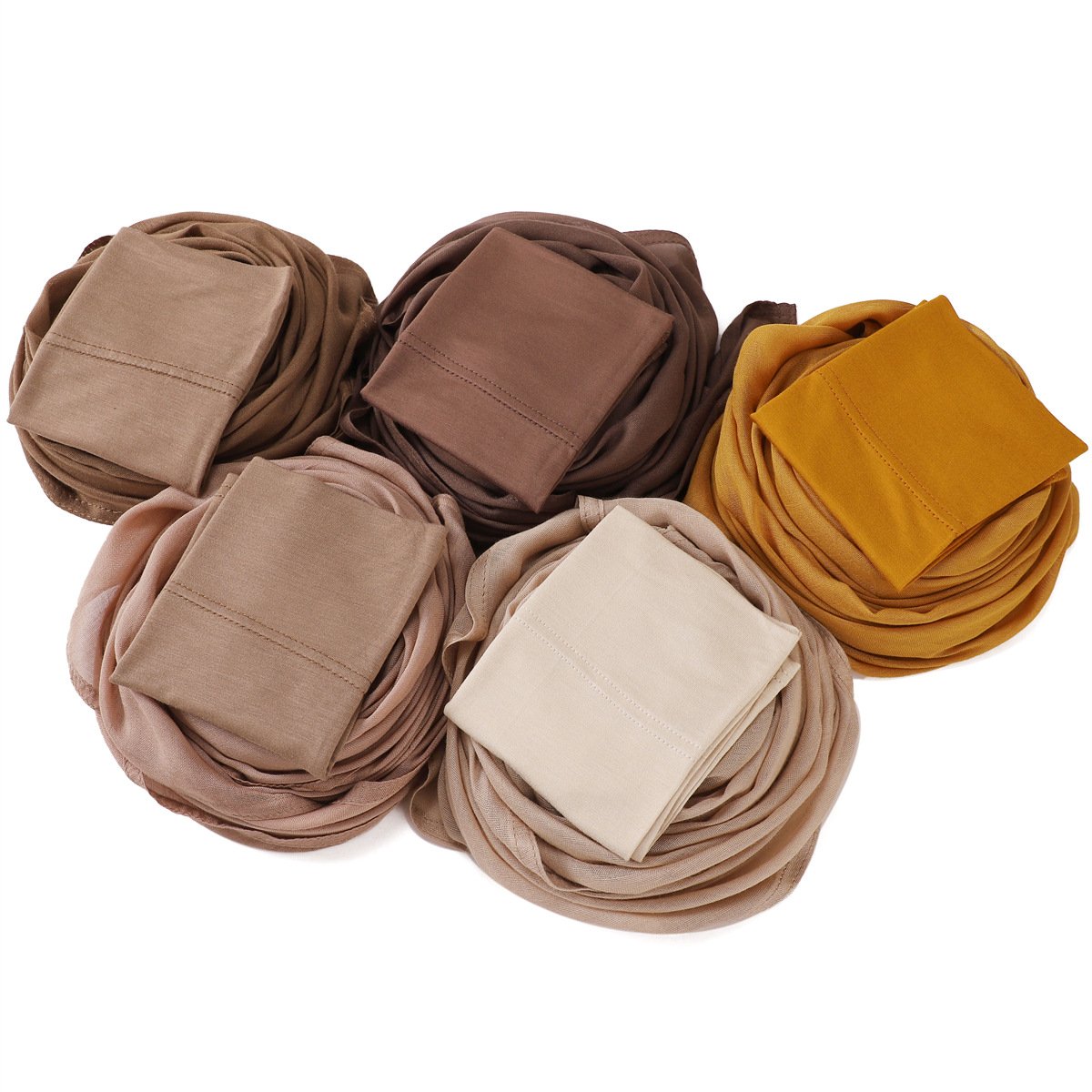2024 Plain Rayon Double Stitches Edge 100% Bamboo Modal Hijab with Jersey Matching under cap Viscose Muslim Women Shawl