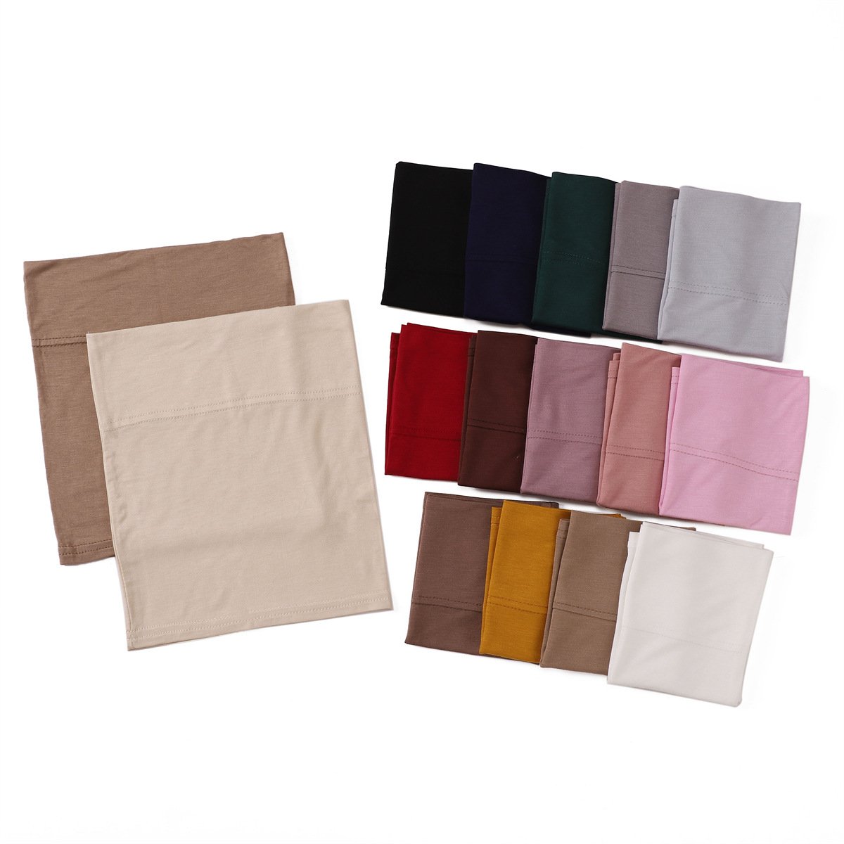 2024 Plain Rayon Double Stitches Edge 100% Bamboo Modal Hijab with Jersey Matching under cap Viscose Muslim Women Shawl