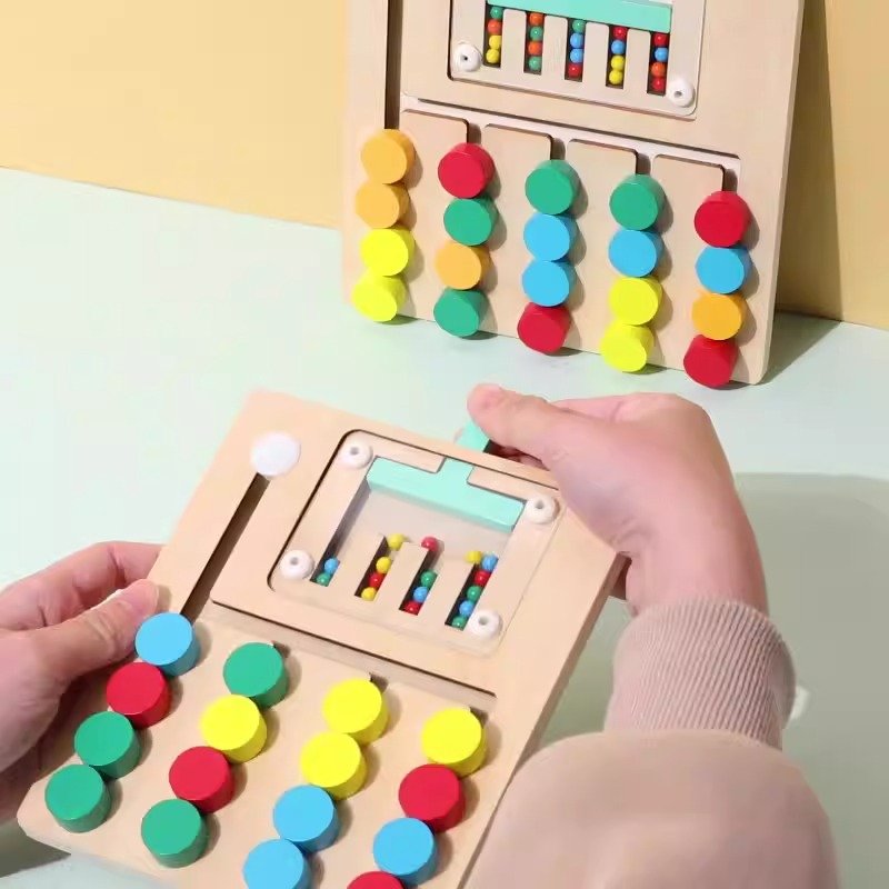 Unisex Children's Wooden Bead Maze Educational Toy Logical Thinking & Color Matching Game Educational Kids Toy