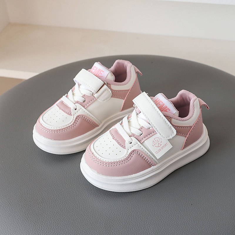 Children's spring color matching sneakers boys fall net surface non-slip shoes girls simple lightweight breathable casual shoes