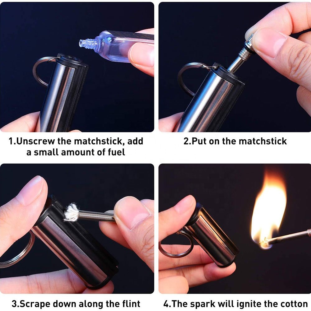 Kongbo Permanent Metal Match Stick Flint Fire Starter Lighter Keychain Waterproof Match