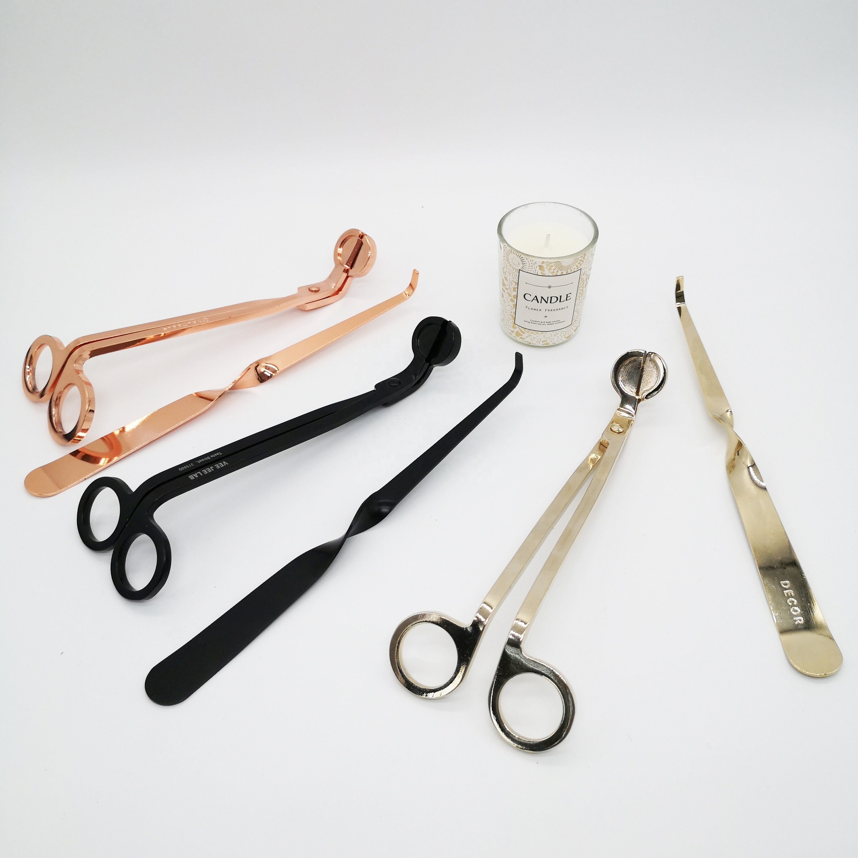 Wholesale candle accessories matte black candle wick trimmer set with logo