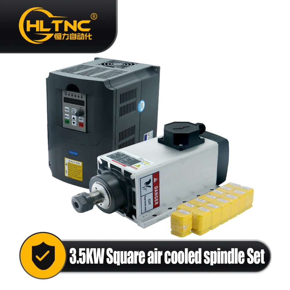 HLTNC High Performance CNC machine air-cooled 220V 380V ER25 3.5KW automatic engraving spindle with 4KW 220V Matching VFD