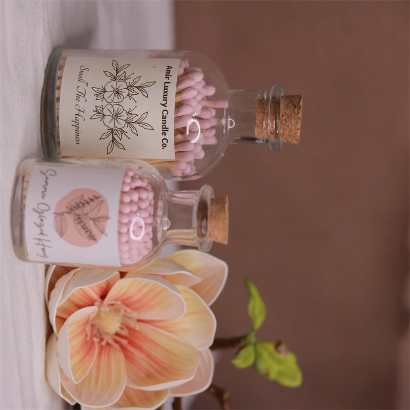 RSP Factory wholesale customize logo glass bottle matches for safety candle match in glass jar windproof outdoor safety matches