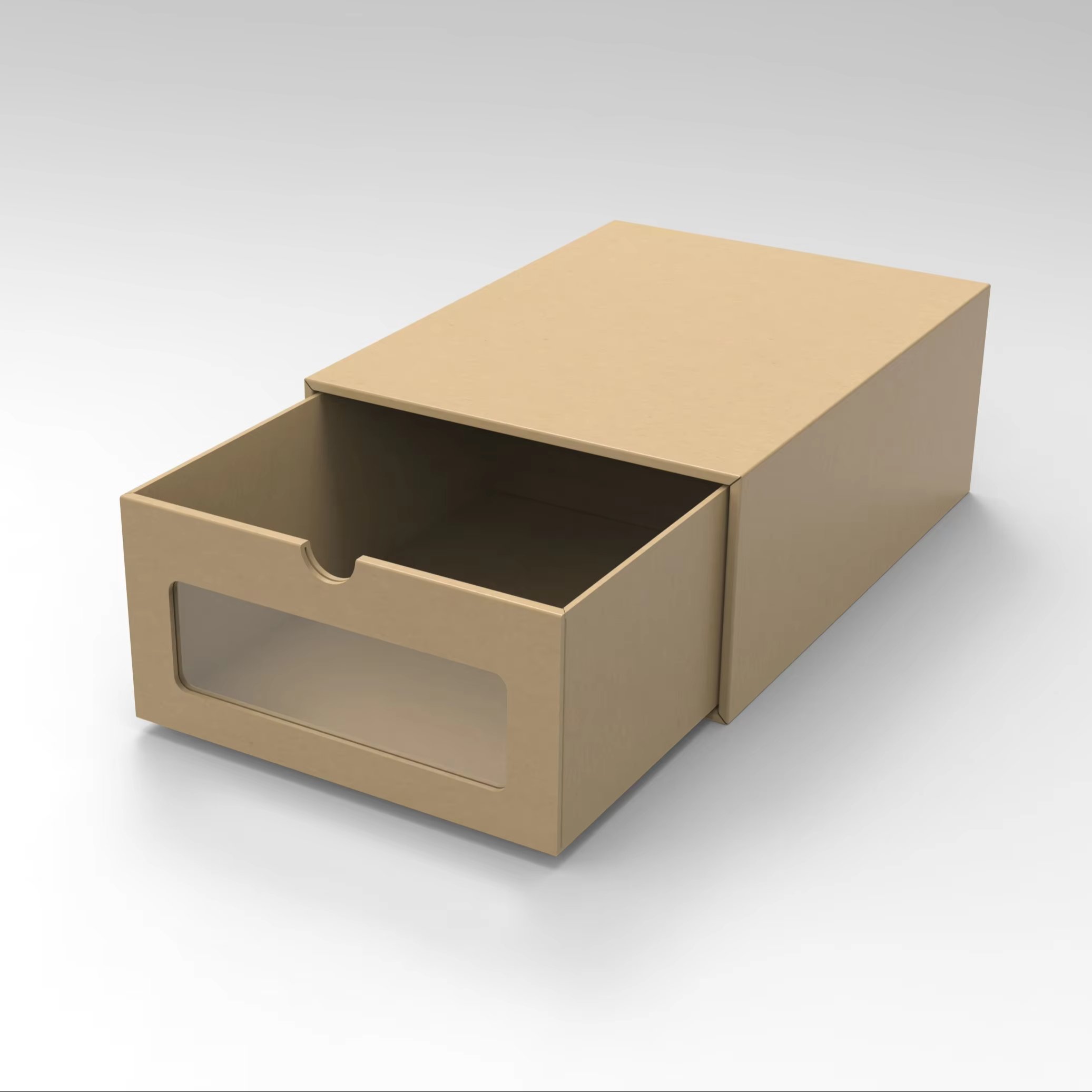 Eco-friendly Luxury Match Drawer Gift Boxes Transparent Window Kraft Paper Cardboard Sliding Shoes Box Underwear Fur