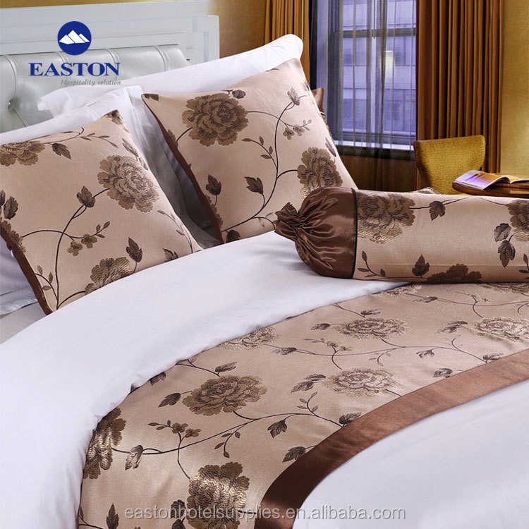 Luxury bed runners and matching pillows throw 5 star hotel decorative polyester 100% cotton