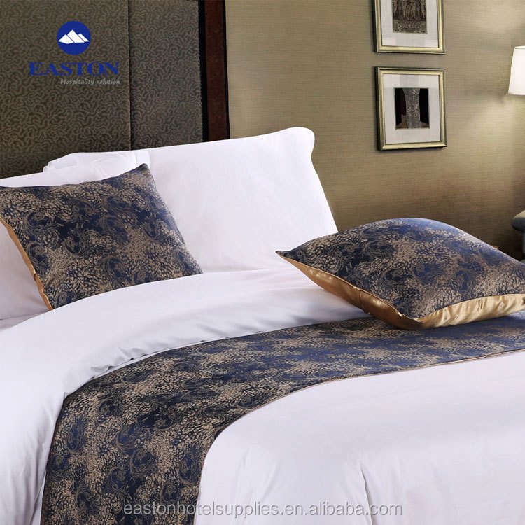 Luxury bed runners and matching pillows throw 5 star hotel decorative polyester 100% cotton