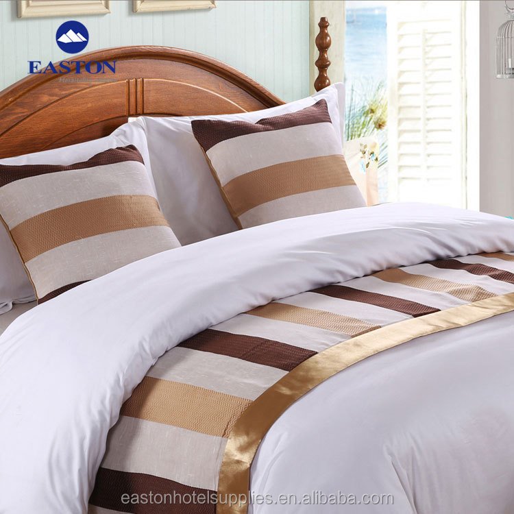 Luxury bed runners and matching pillows throw 5 star hotel decorative polyester 100% cotton