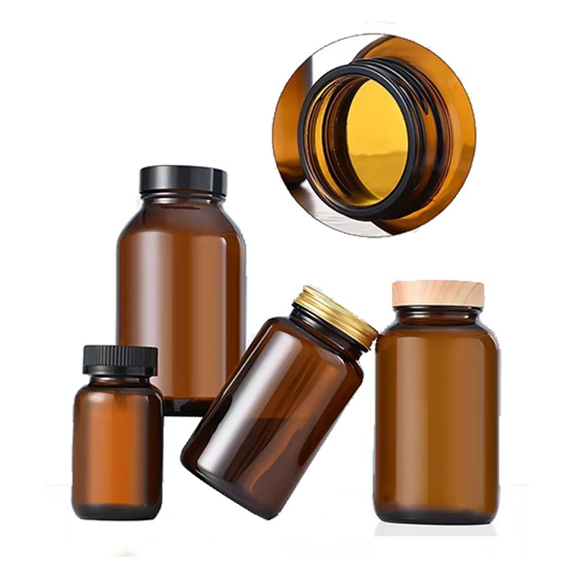 NQFIBER Hot Sale Supply Directly Custom Medicine Glass Bottle Brown Packaging for Medicine Pill 60 80 100 120 150 200 250 ml