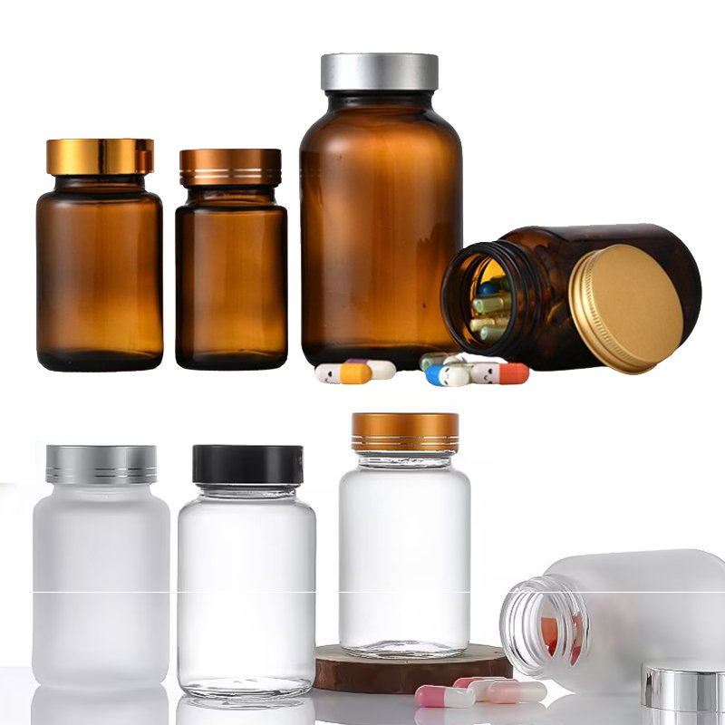 NQFIBER Hot Sale Supply Directly Custom Medicine Glass Bottle Brown Packaging for Medicine Pill 60 80 100 120 150 200 250 ml