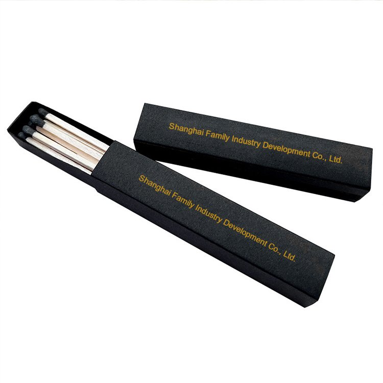 Safety Black 4 inch Match Boxes And Match Colors Can Be Customized Flat Wooden Stick Bright Matches