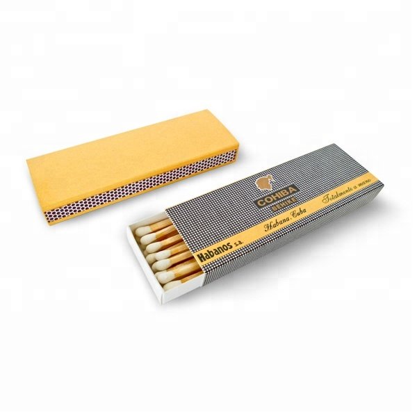 Cigar matches rectangle gift safety custom box matches wooden sticks with colorful tips