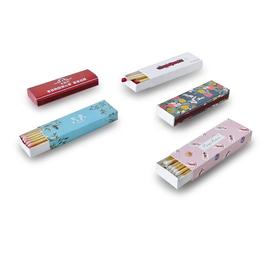 Cigar matches rectangle gift safety custom box matches wooden sticks with colorful tips
