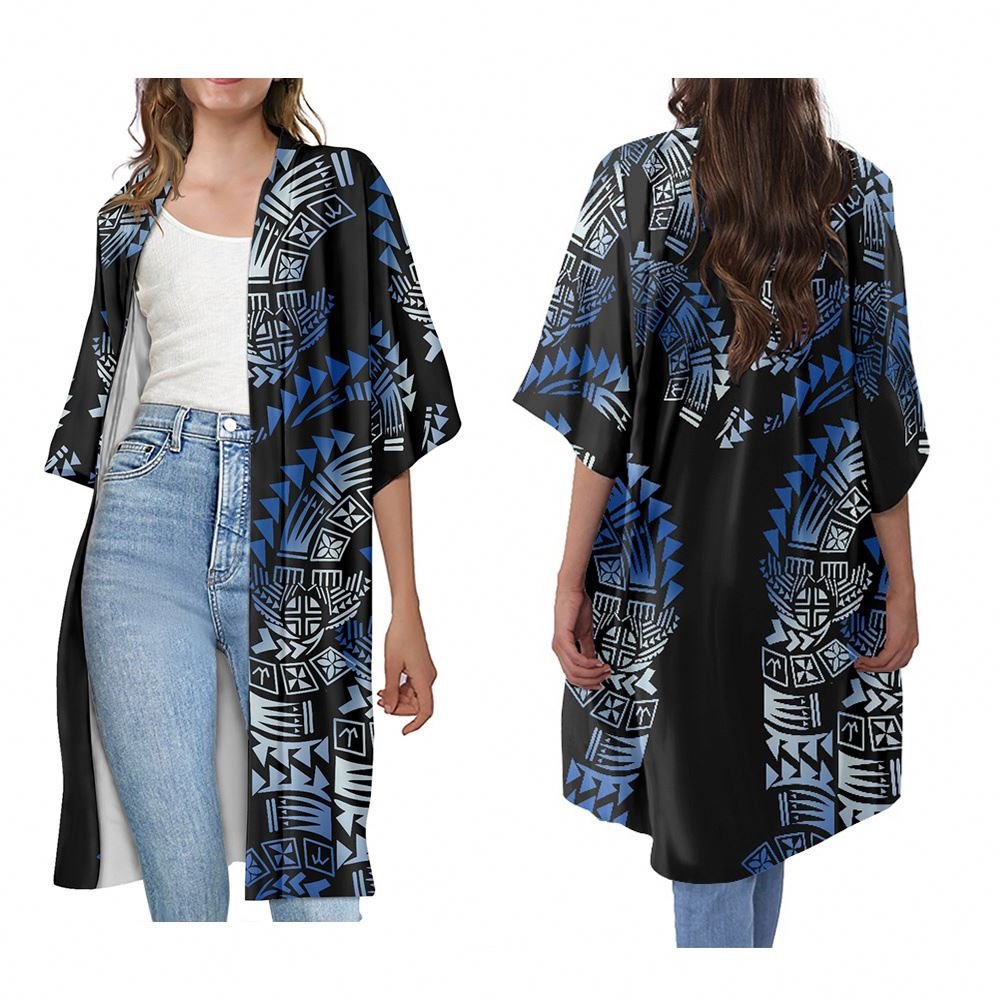 Cover Up Dress Swim Bathing Suit Beach Wear Polynesian Tribal Retro Red Pattern Print Custom Short Sleeve Kimono Cardigan