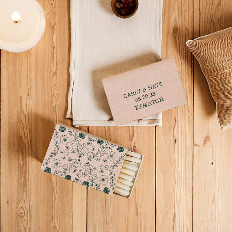 Factory pink match box customized matches for cigars wooden with logo label safe hotel bulk matches