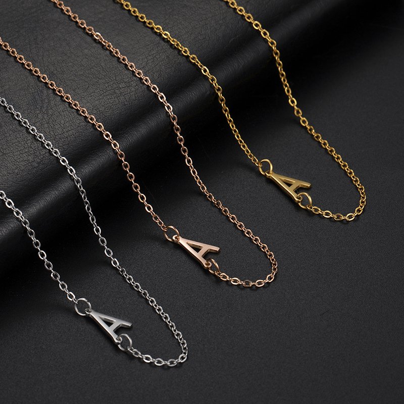 Trendy Sideways Letter Initial Necklaces Mini A-Z Charm Matching Choker Stainless Steel Match Necklace For Women Gift Jewelry