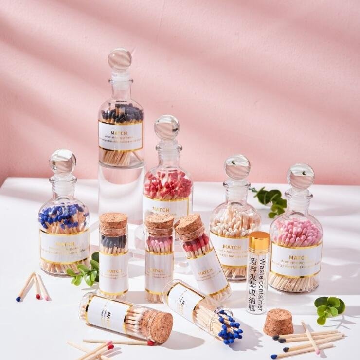 Matches in Glass Bottle Wholesale Factory Colored Printed New Design Long Wooden Safety Not Support Everyday