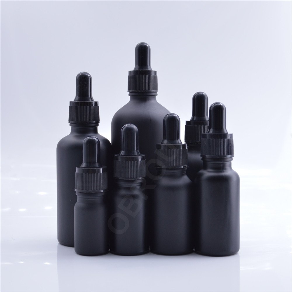 Fast shipping matte black empty perfume oil bottles 10ml 15ml 20ml 30lm 50ml 100ml beard oil skincare dropper bottle wholesale