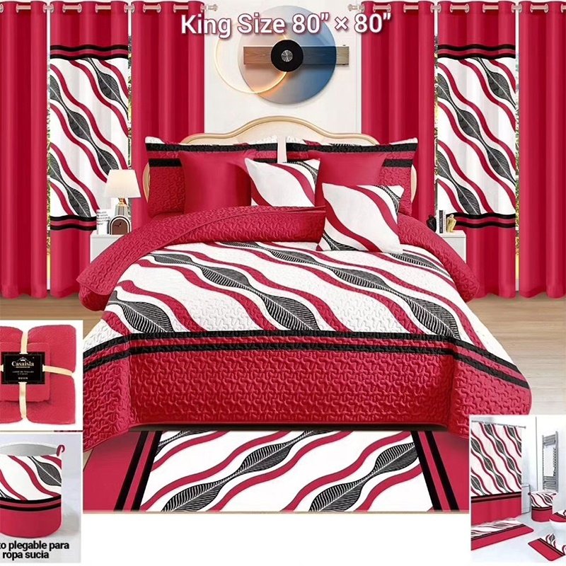 luxury 27pieces set bedspread king size in stock quilts with curtains customized 100% cotton bed cover