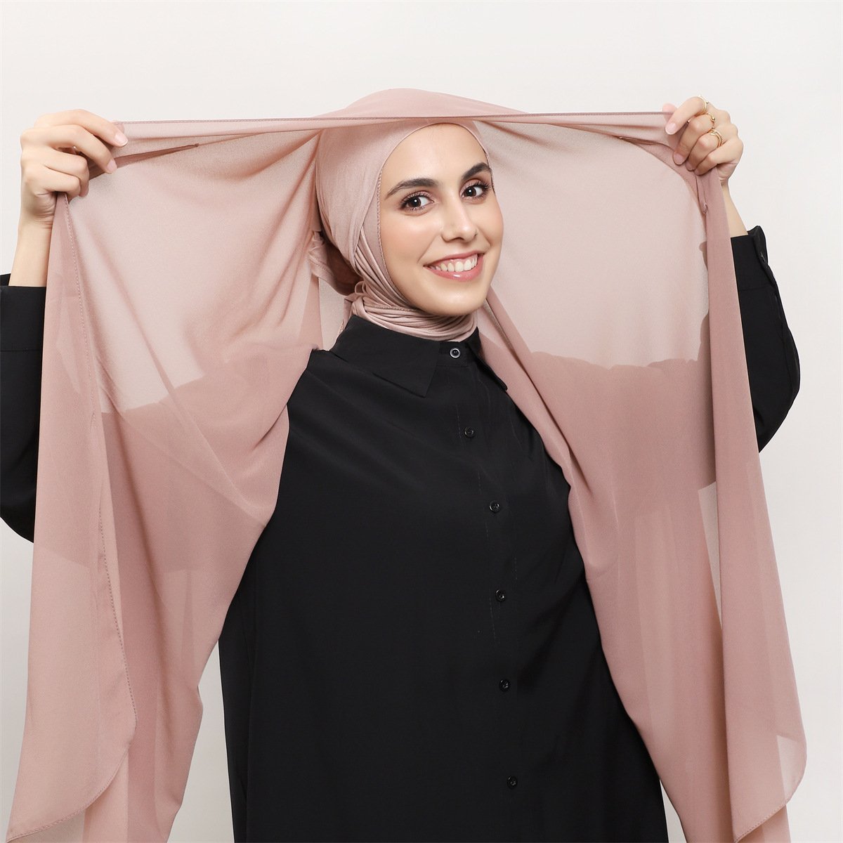 New Chiffon Hijab Set Bottom Cover Scarf With Built-In Magnet Pin Matching With Safty Jersey Cotton Caps Undercap Mask Pin