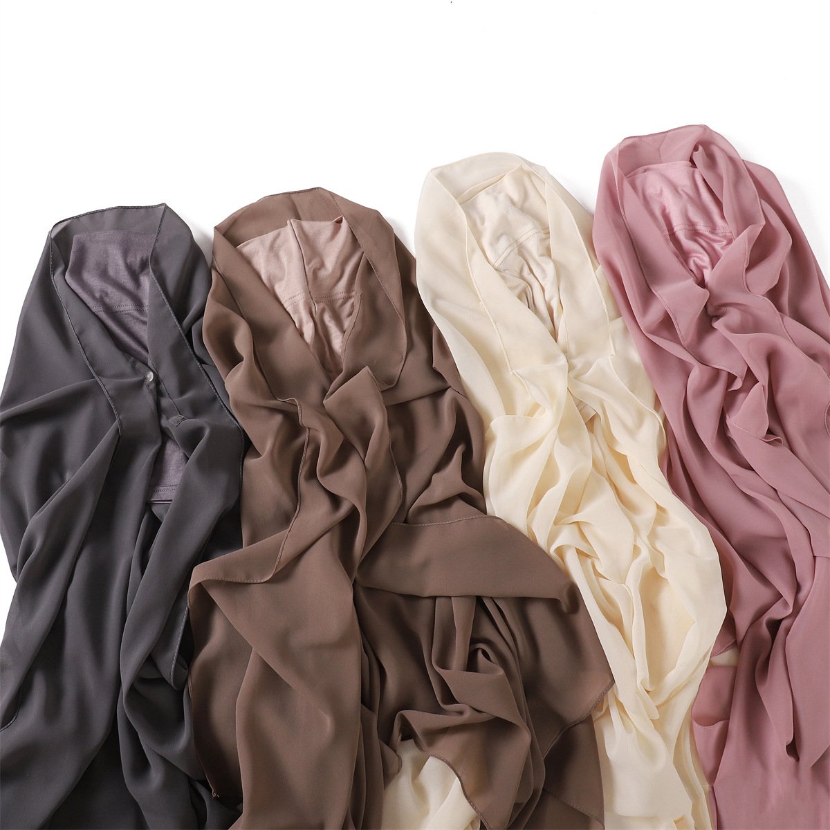 New Chiffon Hijab Set Bottom Cover Scarf With Built-In Magnet Pin Matching With Safty Jersey Cotton Caps Undercap Mask Pin