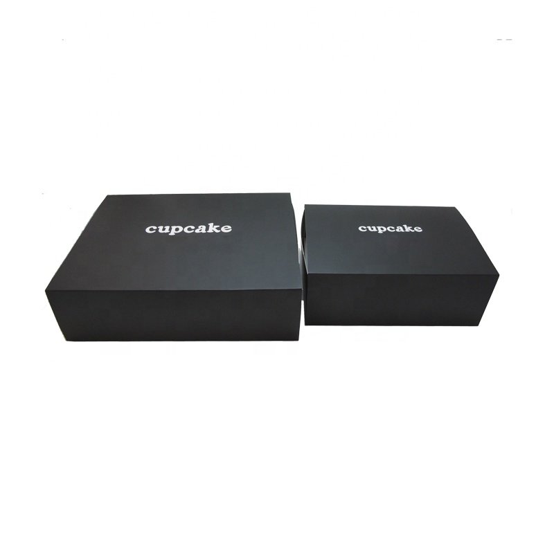 Custom Logo Food Grade Black Match Box Style Cupcake Boxes And Inserts Packaging Boxes Food