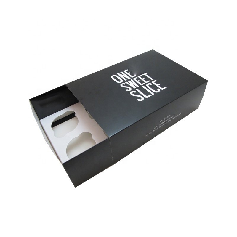 Custom Logo Food Grade Black Match Box Style Cupcake Boxes And Inserts Packaging Boxes Food