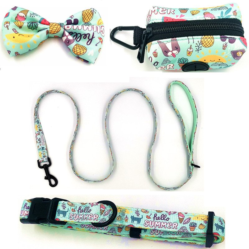 New selling 6 in 1 Reversible Neoprene Dog Harness, Adjustable Dog vest matching dog Collar Leash Bow Tie and Bandanas