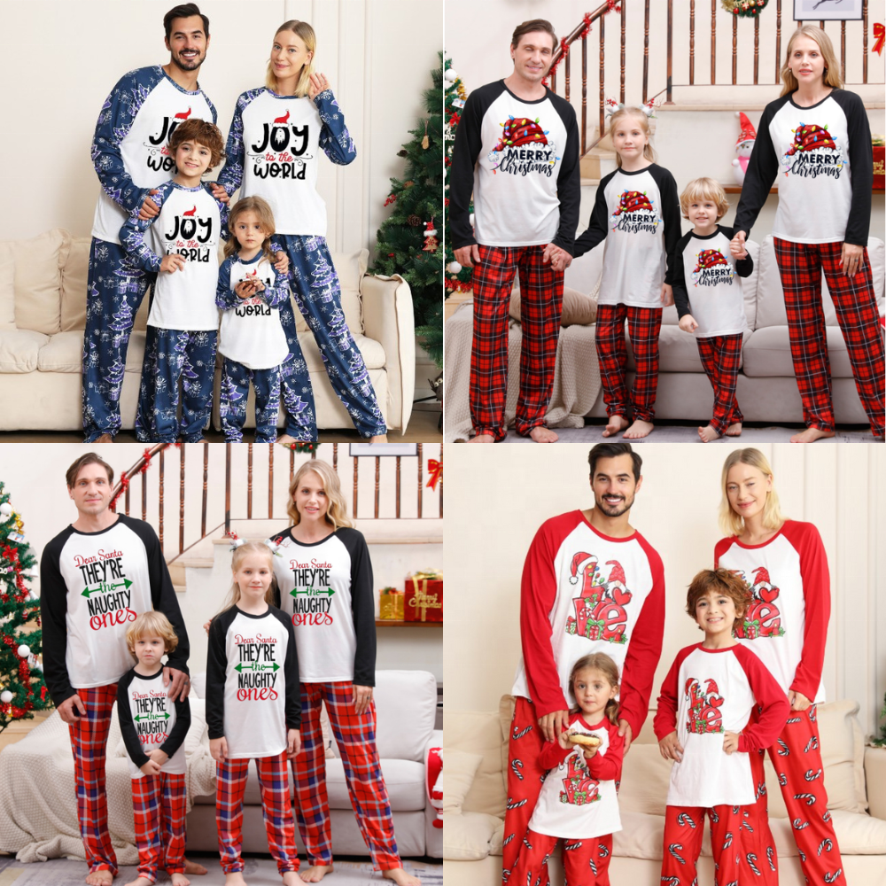 High Quality Family Christmas Pajamas Matching Cotton Plus Size Cartoon Kid Entire Family Sleepwear With Dog