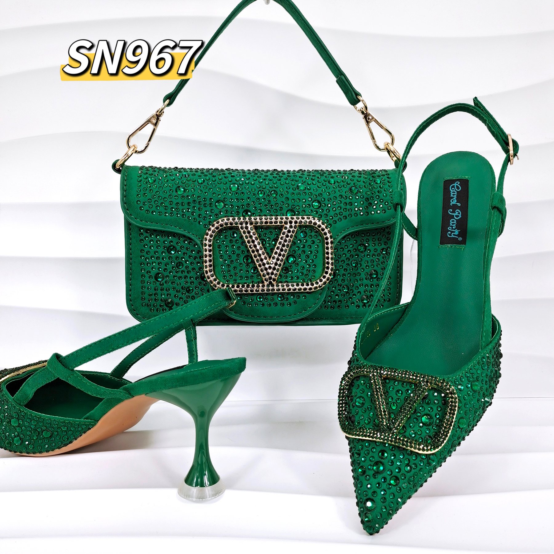 High quality african designer Italian high heel shoes and bag set to match gold nigeria party shoe chain beads matching bags