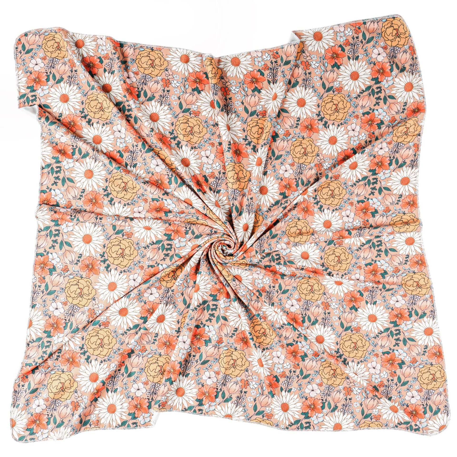 Baby Swaddle Floral Print Swaddle Wrap Baby Newborn Receiving Blanket with Matching Headband and Beanie Set