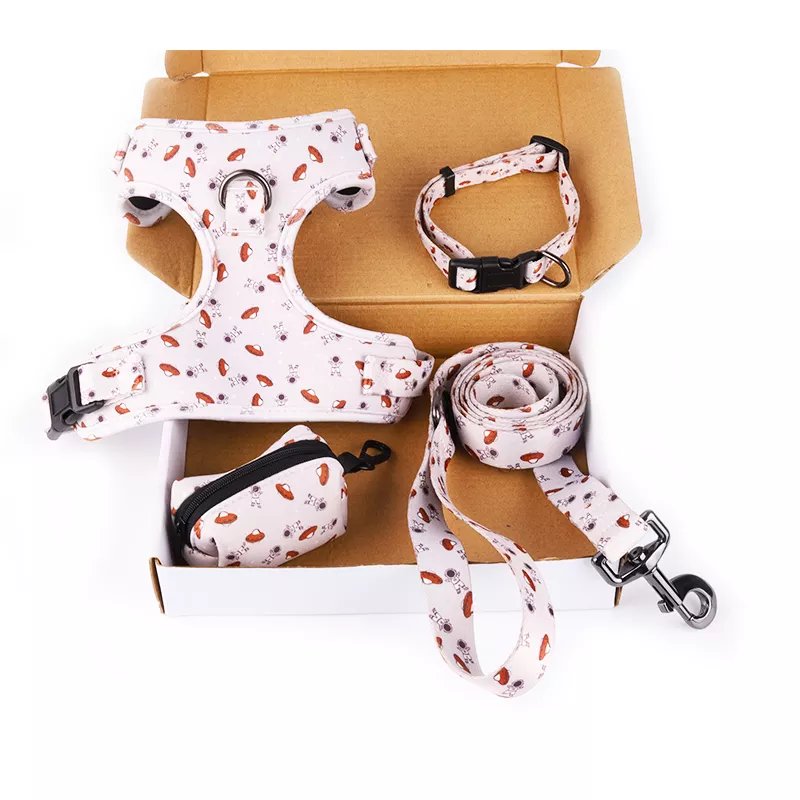 Popular Custom Design Pet Dog Harness with Matching Collar Leash Set Padding Breathable Adjustable service dog vest