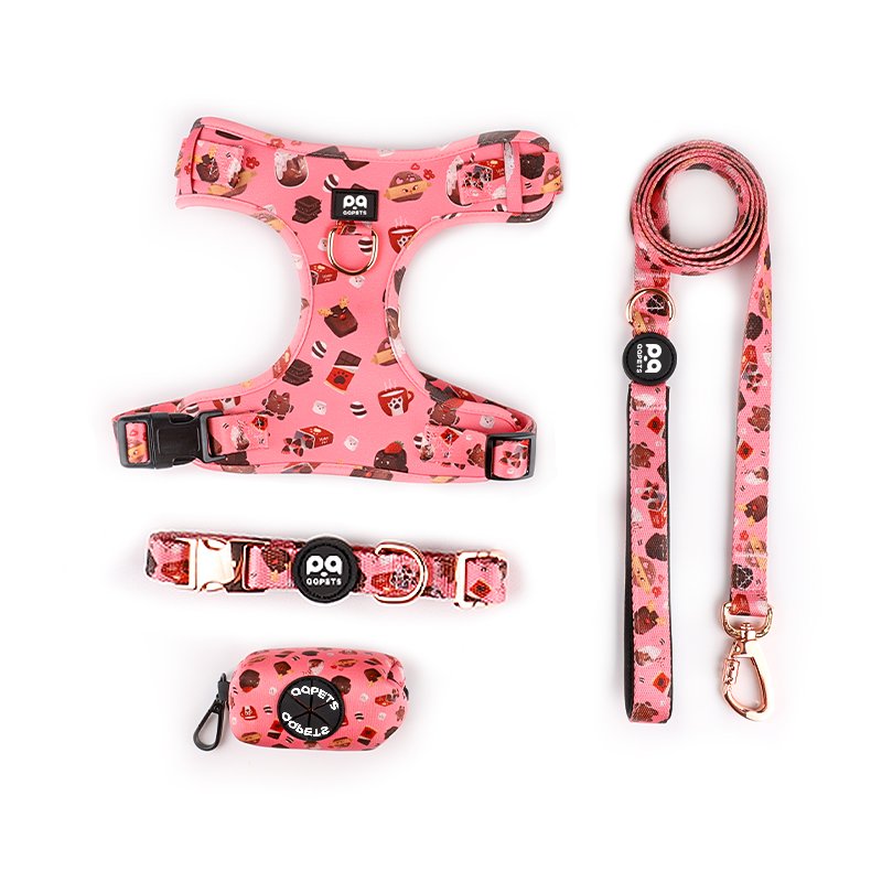 Popular Custom Design Pet Dog Harness with Matching Collar Leash Set Padding Breathable Adjustable service dog vest