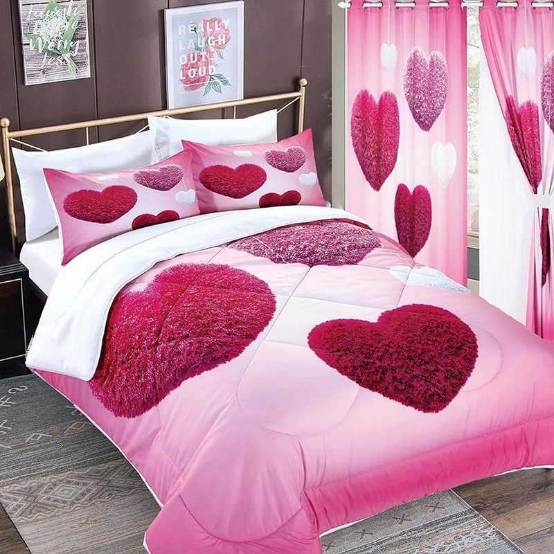 3d Printed Floral Bedspread curtain bedding set With Curtains Fabric 12pcs Queen Size Bed Sheet Set With Curtains And Pillow