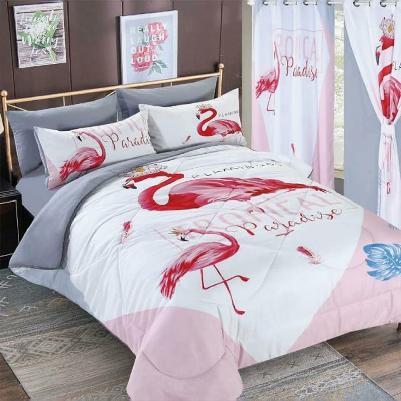 3d Printed Floral Bedspread curtain bedding set With Curtains Fabric 12pcs Queen Size Bed Sheet Set With Curtains And Pillow