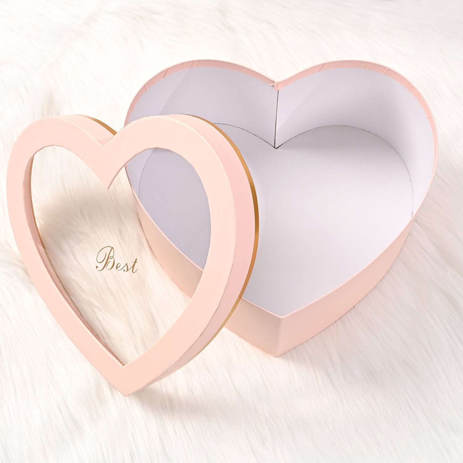 Wholesale Pink Red White Double Layer Custom Heart Shape Paper Gift Luxury Rose Flower Custom Heart Box For Valentine's Day