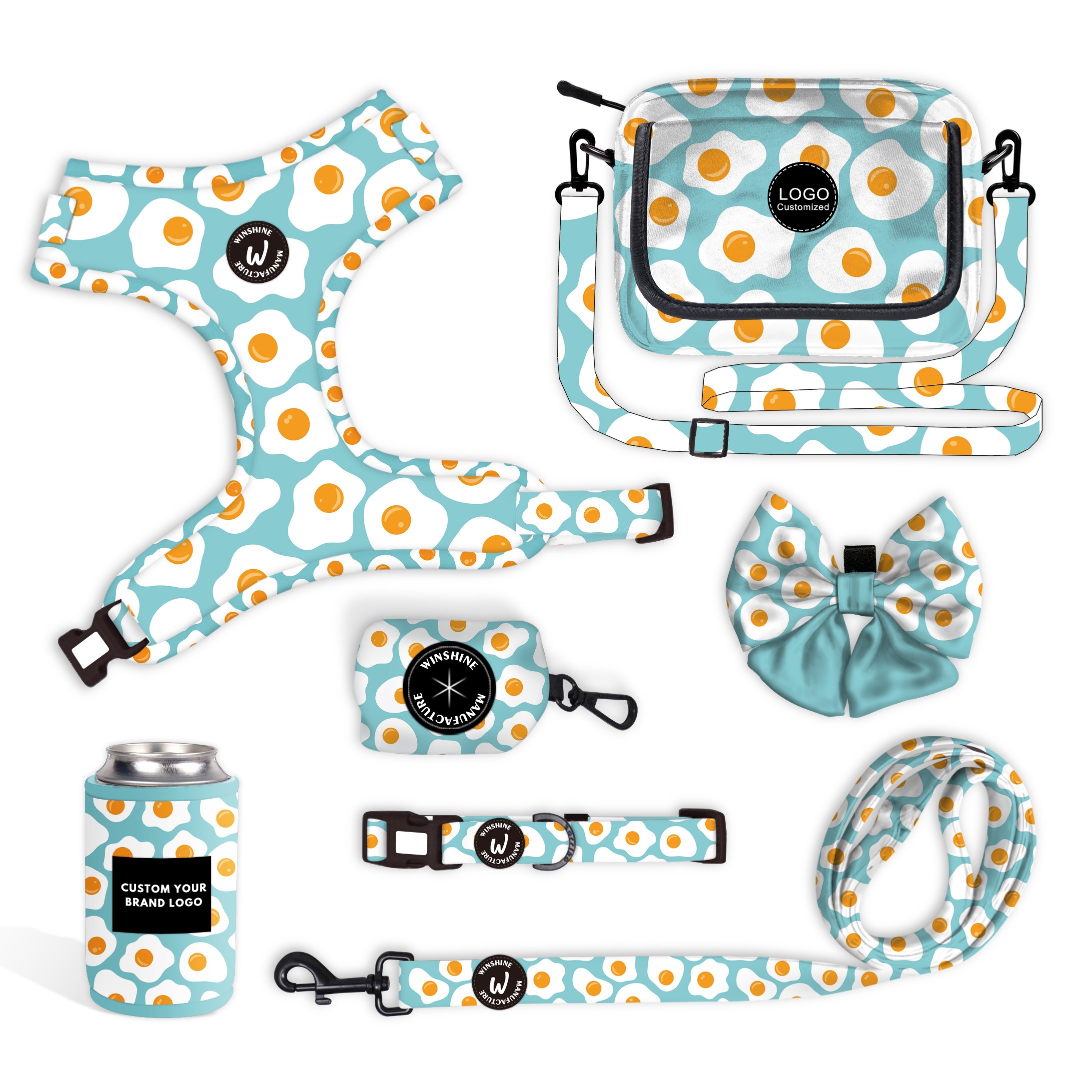 Latest popular collar leash for dog harness matching fashion bag outdoor walking pet with cans cooler