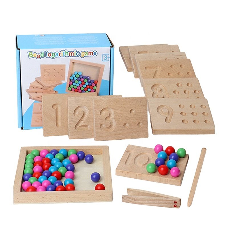 SENHE Wooden Number Math Matching And Tracking Toys Number Training Digital Clip Beads Educational toys Wooden Montessori toys