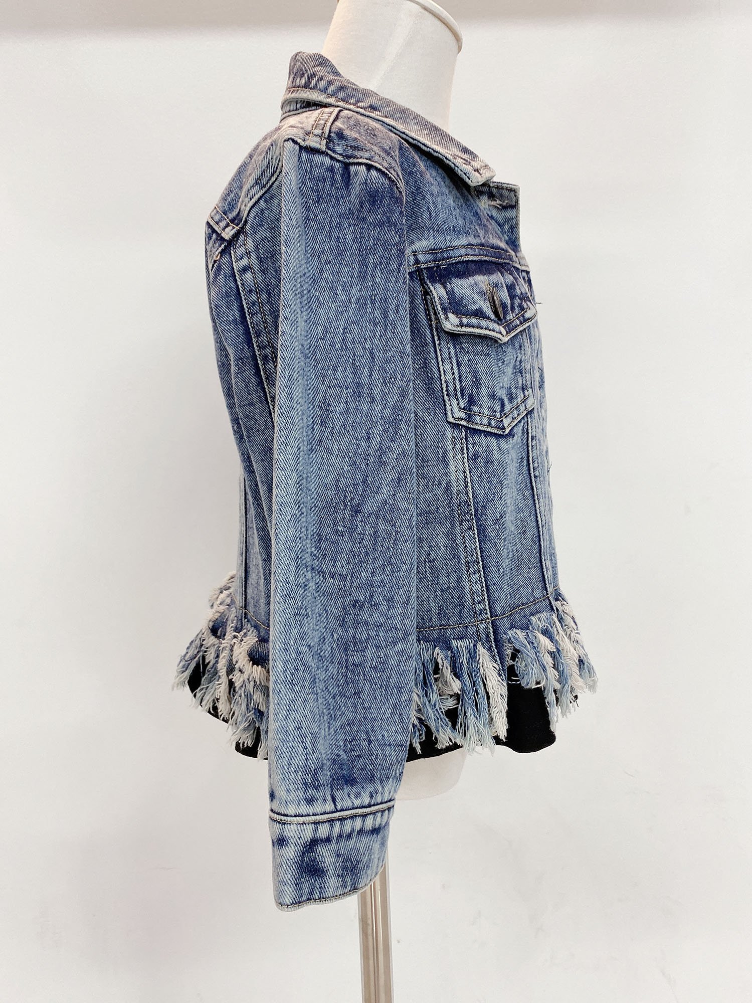 Rarewe Family Matching Denim Jackets Lapel Long Sleeve Tassel Jeanswear Mommy-Daughter Jeans Jacket For Fall
