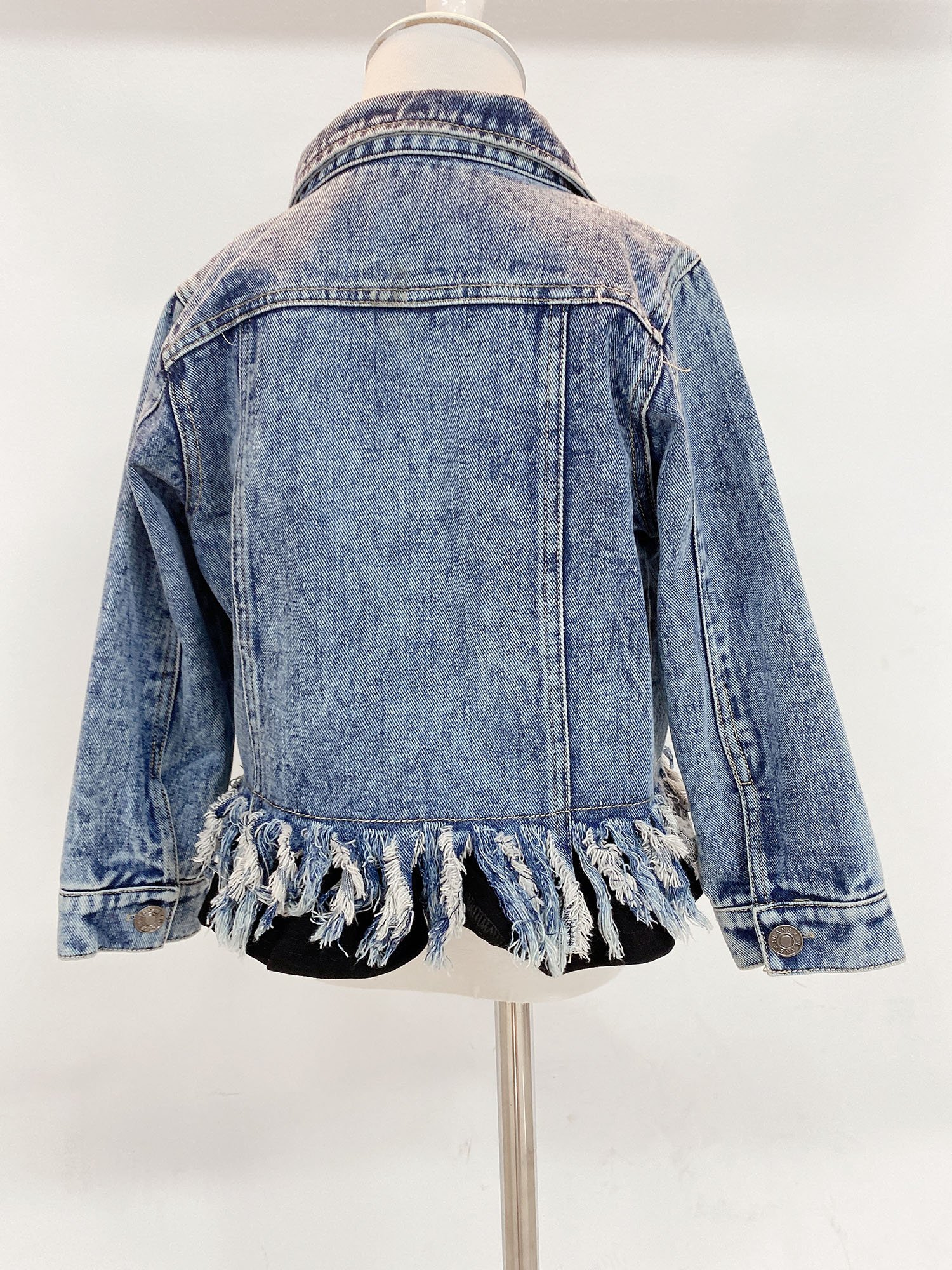 Rarewe Family Matching Denim Jackets Lapel Long Sleeve Tassel Jeanswear Mommy-Daughter Jeans Jacket For Fall