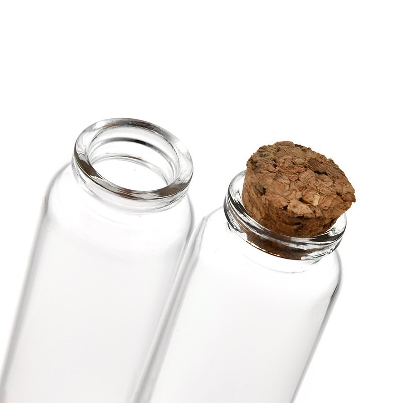 mini glass bottle 5ml 10ml 15ml 20ml 25ml glass vials Custom Logo Clear Glass Match Storage Jar with cork stopper