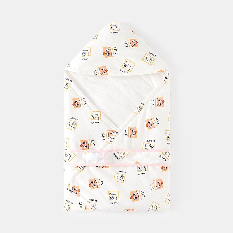 Eco-friendly 100% Cotton Baby Swaddle Wrap Comfortable Baby Swaddle Blanket with Newborn Hat Baby's Bedding