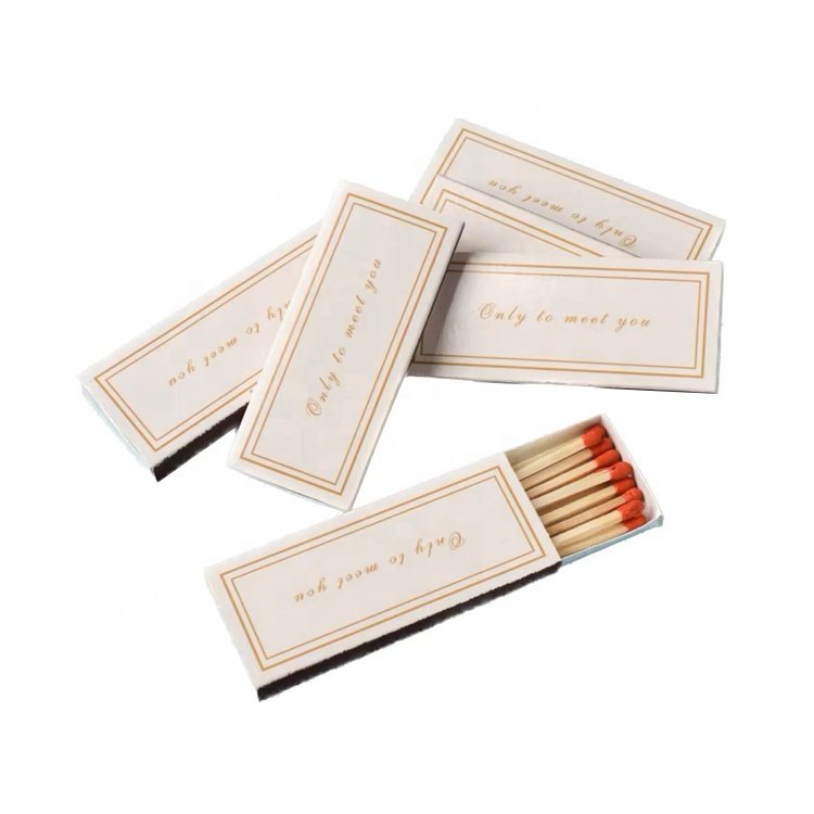 Custom logo white long slide out matchbox empty match boxes small paper box for match