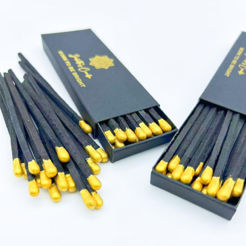 Professional factory wholesale hot selling gold match head black gilded box matches