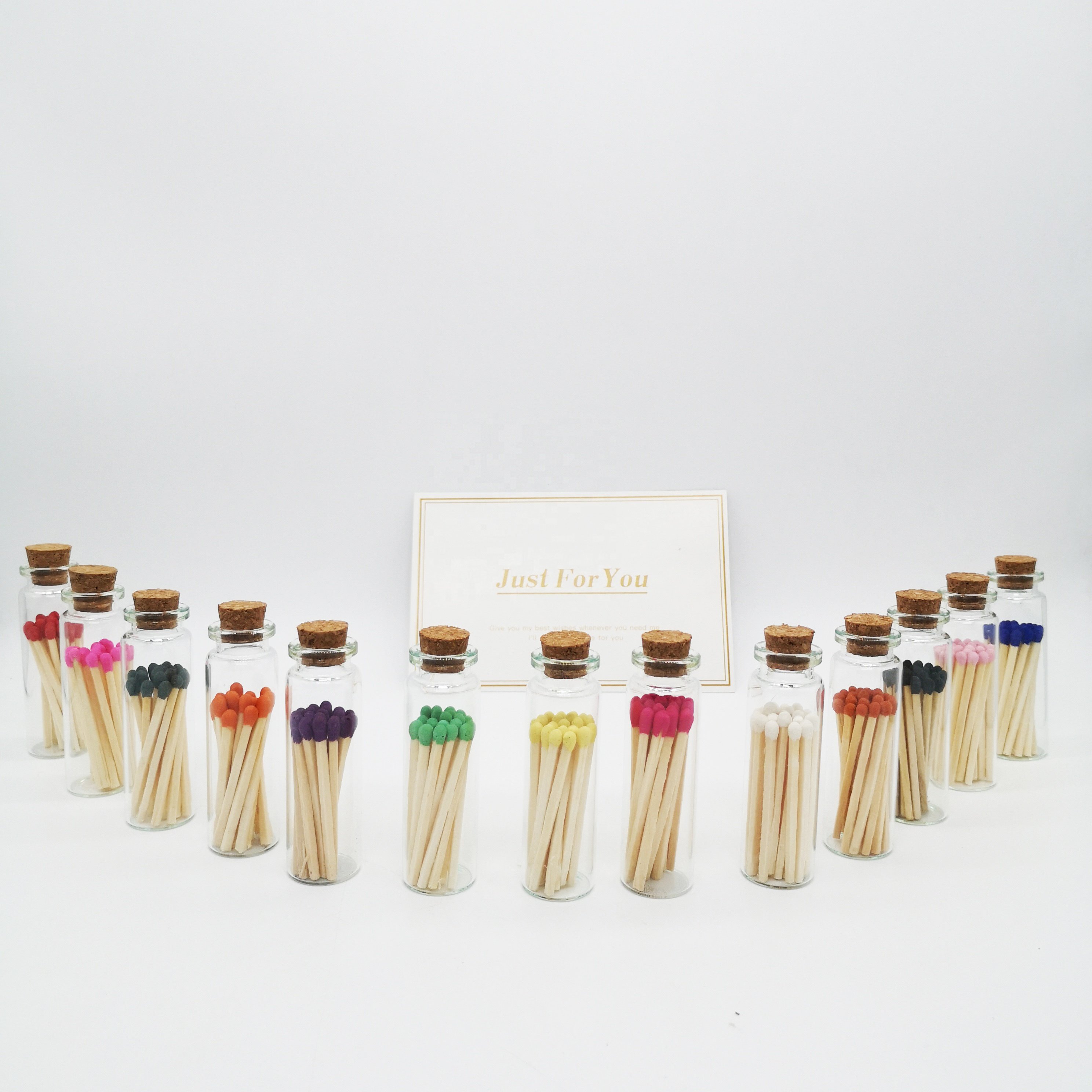 Wooden glass bottle matches match sticks in bulk wholesale colored matches