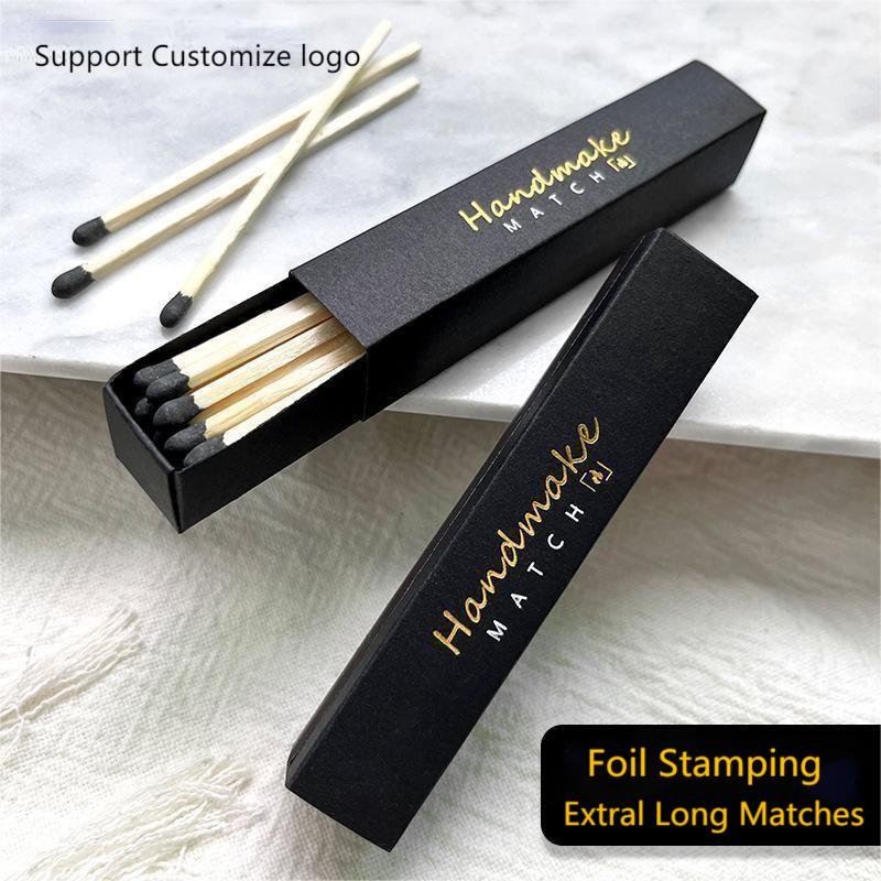 Hot sell Long matches box Colored match for hotel candle strong sticks high quality wooden embossed printing matchsticks