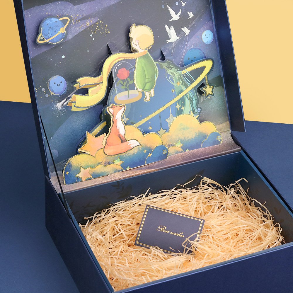 Ins wind Prince senior gift box Valentine's Day and Tanabata girl flip cover 3D color box creative customized packaging box