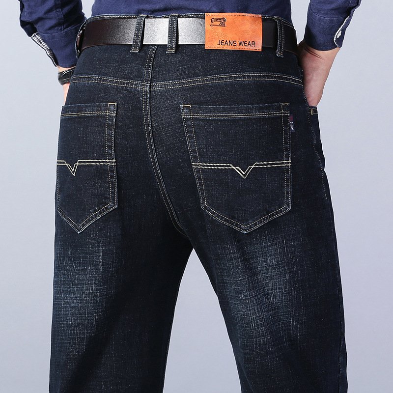 New denim men's slim fit straight men's pants with elastic oversized pants suitable for business and casual Matching